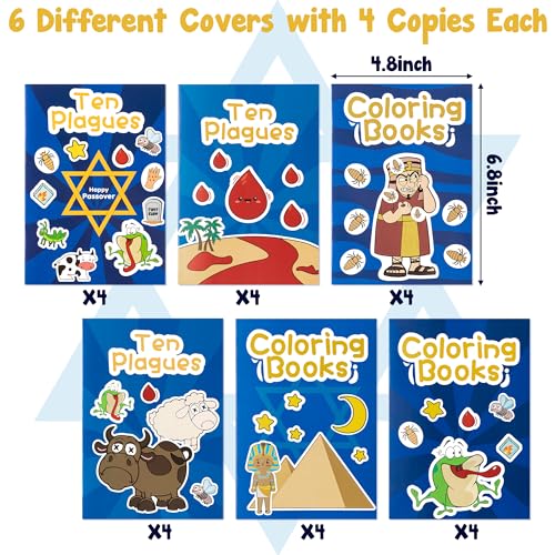 Image of 24Pcs Passover Coloring Books for Kids Bulk Ten Plagues Mini Coloring Booklet Pesach Jewish Holiday DIY Educational Art Drawing Book with for Jewish Pesach Seder Party Favors Goodie Bag Filler