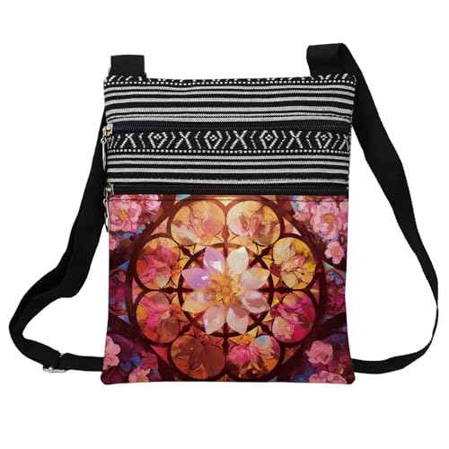 Kaleidoscope Messenger Bag Small Ethnic Pattern Printed Adjustable Strap Crossbody Zipper Bag Kaleidoscope Phone Bag Wallet Cute Shoulder Handbag for Women Friends -6