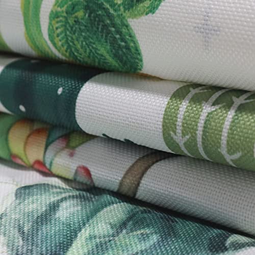 Summer Tropical Cactus Floral Decorative Throw Pillow Covers 18 X 18 Inch Set Of 4 Green Plants Flower Cotton Linen Burlap Square Outdoor Cushion Cover Pillow Case For Couch Car Sofa Bed Decor #TOP2