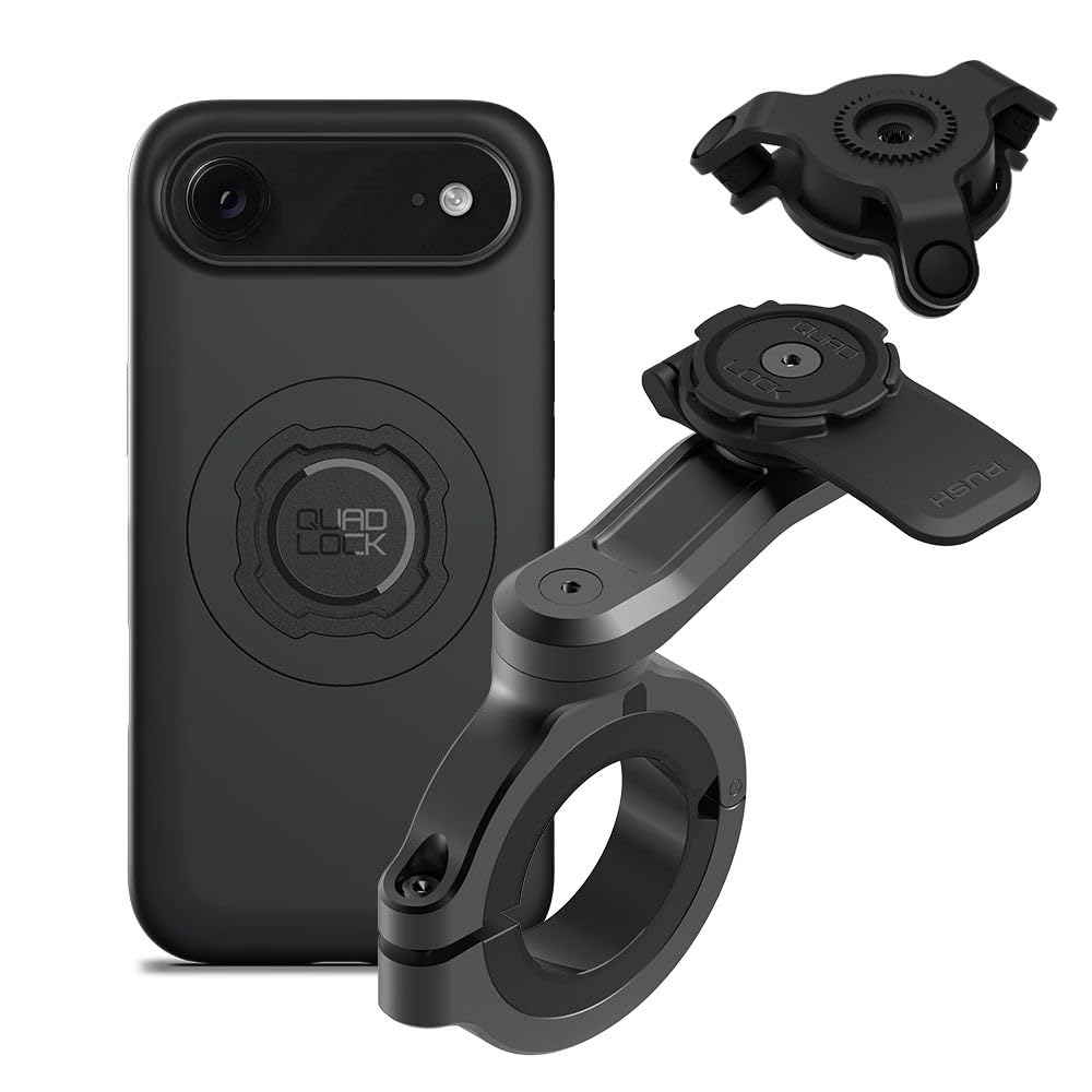 Quad Lock Motorcycle Handlebar Phone Mount PRO - Large with Vibration Dampener and MAG Phone Case for iPhone 17 Air