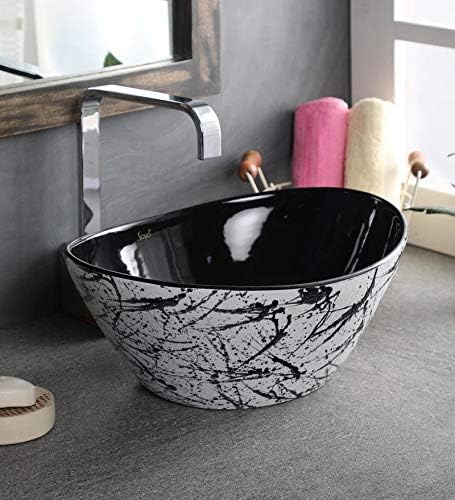 Zoyo Cera Joyo Cera Oval Shape Designer Ceramic Wash Basin / (16 X 13 x 6 Inch) / Vessel Sink/Over or Above Counter Top Wash Basin for Bathroom Oval Shape/Finish for Bathroom & Living Room (CT-1201)