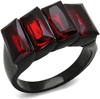 6.96 Carat Emerald Cut Siam Cubic Zirconia Black Stainless Steel Fashion...