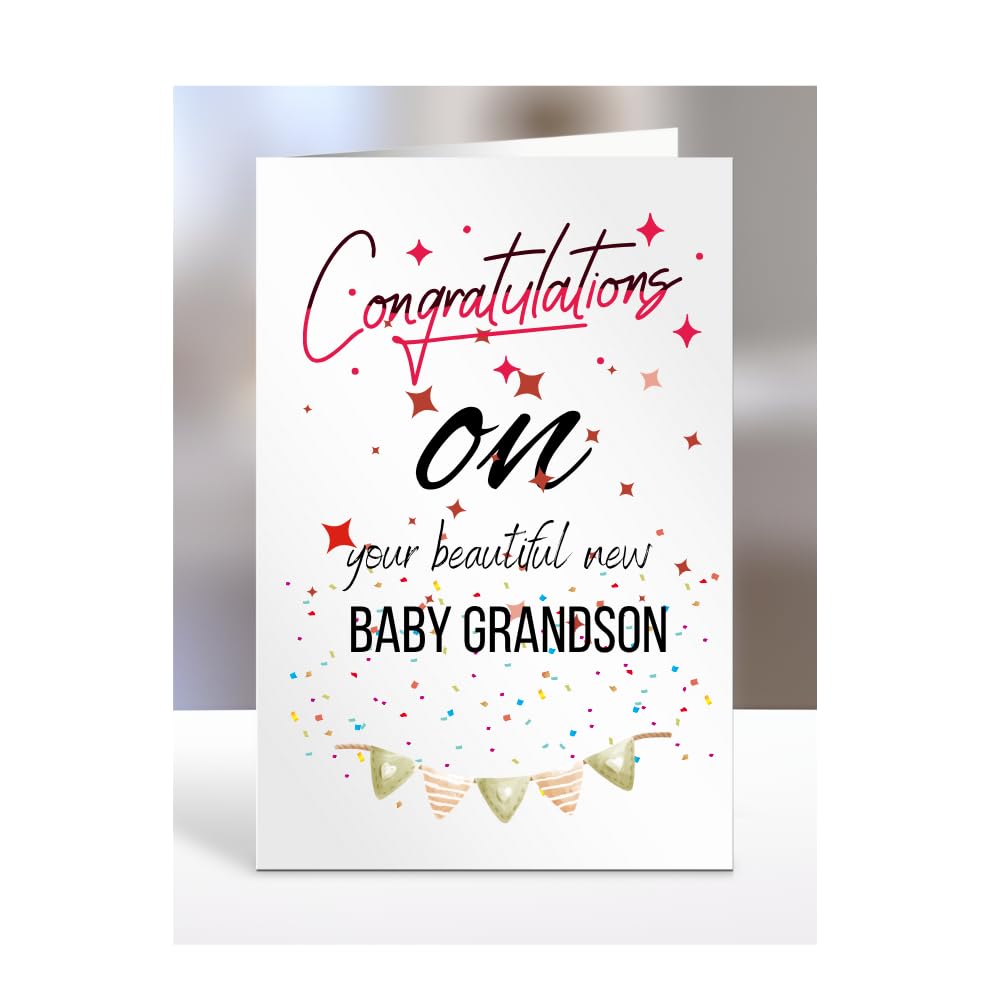 Congratulations on your beautiful new baby grandson card gifts for daughter, sister, daughter in law, son, son inlaw, niece, nephew, grandson, brother, A5-119_33