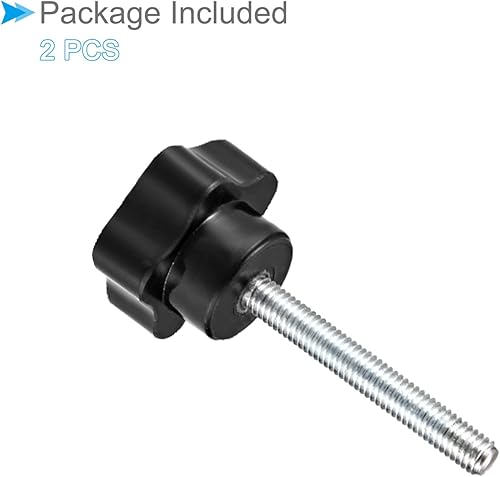 Miniatura 5 de Perillas de sujeción de estrella, rosca macho M6 x 1.181 in, cabeza de 1.260 in, mango de tornillo de pulgar de plástico, perno roscado negro