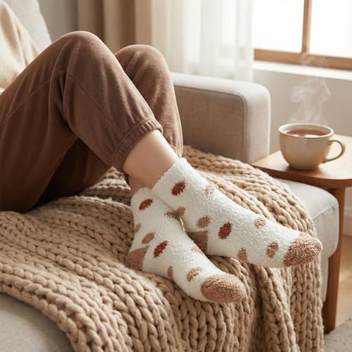 Image of Tergy 6 /20 Pairs Fuzzy Socks Soft Cozy Fluffy Warm Winter Sleep Plush Bed Microfiber Slipper Fleece Socks for Women