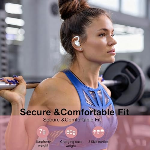 Image of sprtoybat Wireless Earbuds, 2026 New Bluetooth 5.4 Headphones Sport Earphones with 68Hrs Playtime LED Display ENC Noise Cancelling Mic, IPX7 Waterproof Over Ear Ear Buds with Hook for Sports /Running