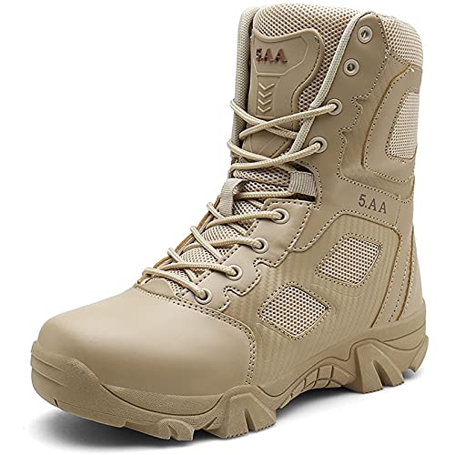 Hiking Boots Mens Walking Shoes Trekking Climbing Shoes Outdoor Lightweight High Top Anti-Slip Backpacking Camping Boots-Sand||EU43/US9