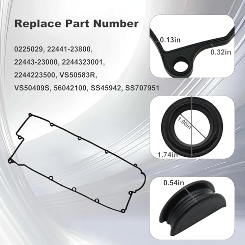 Image of Engine Valve Cover Gasket Compatible with Hyundai Elantra 2003-2012 Tiburon 2003-2008 Tucson 2005-2009 Kia Spectra 2004-2009 Spectra5 2005-2009 Sportage 2005-2010 2.0L L4 Replace# VS50583R