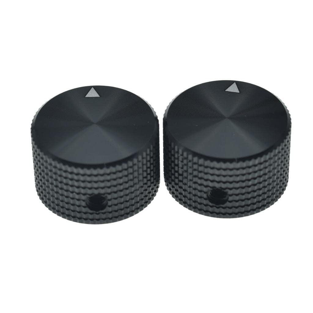 Dopro Manopole per potenziometro, in alluminio, 25 x 15,5 mm, universali da 1/4", con indicatore e vite per chitarra, basso, pedale effetto colore: nero