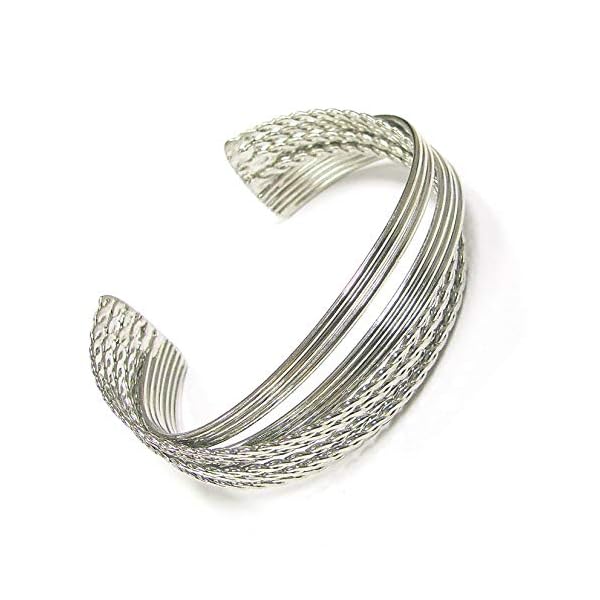 Linpeng-Twisted-Style-Metal-Open-Cuff-Women-Bangle-Bracelet-Silver Linpeng Twisted Style Metal Open Cuff Women Bangle Bracelet, Silver