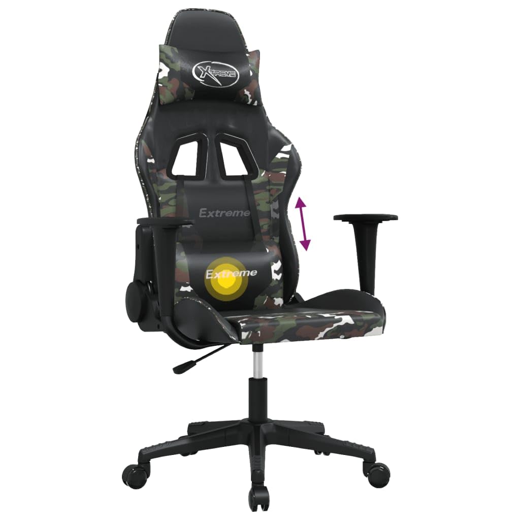 vidaXL Massage gamestoel kunstleer zwart en wit
