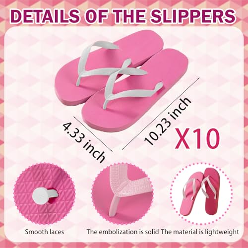 10 Set Girls Spa Party Supplies, 10 Robe, 10 Slippers, 10 Towels, 10 Toothbrush, 10 Headbands, 10 Spa Masks, 10 Tote Bags for Sleepover Party Supplies (US, Alpha, One Size, Regular, 10, Deep Pink)4