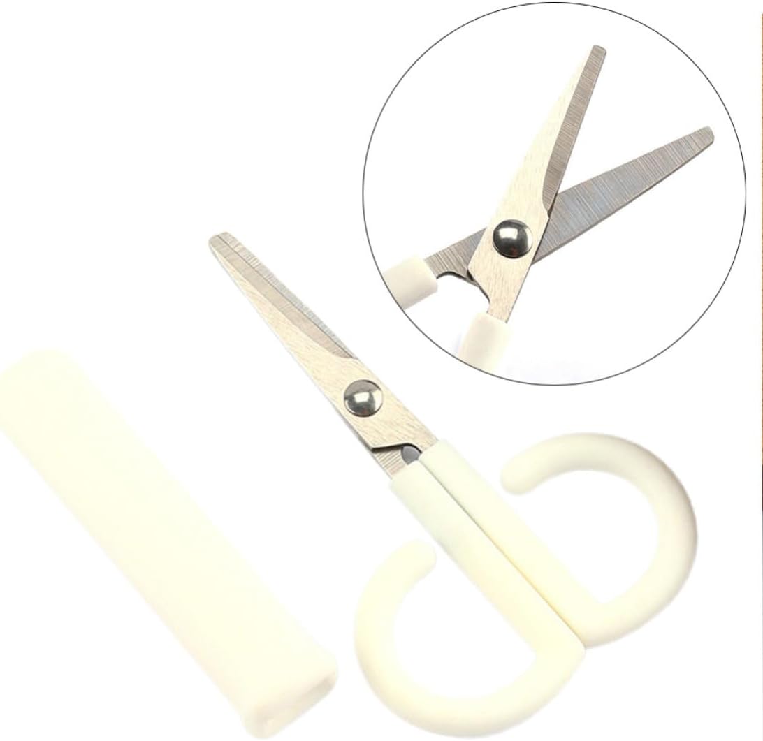 Scissors with Cover, Stainless Steel, White for Paper