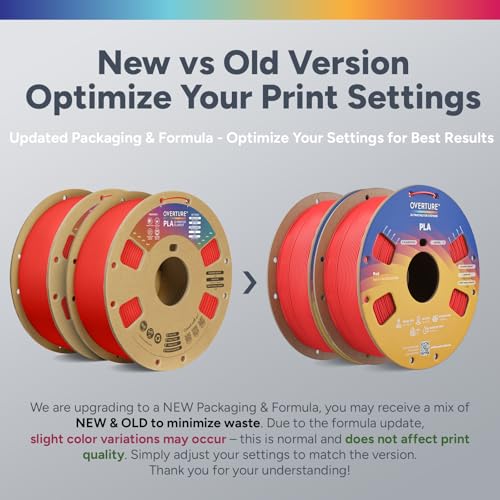 Image of OVERTURE 2KG Bundle High Speed PLA Filament 1.75mm, Neatly Wound 3D Printer Filament 2 Pack 1kg Spool (2.2lbs) Rapid PLA, Fit Most FDM 3D Printers (Red 2-Pack)