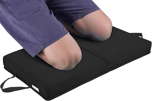 Garden Kneeling Pad, Memory Foam Knee Cushions for Gardening, Extra Thick Knee Pad, Water Resistant Prayer Pillow for Work, Yoga, Physical TherapyBlack
