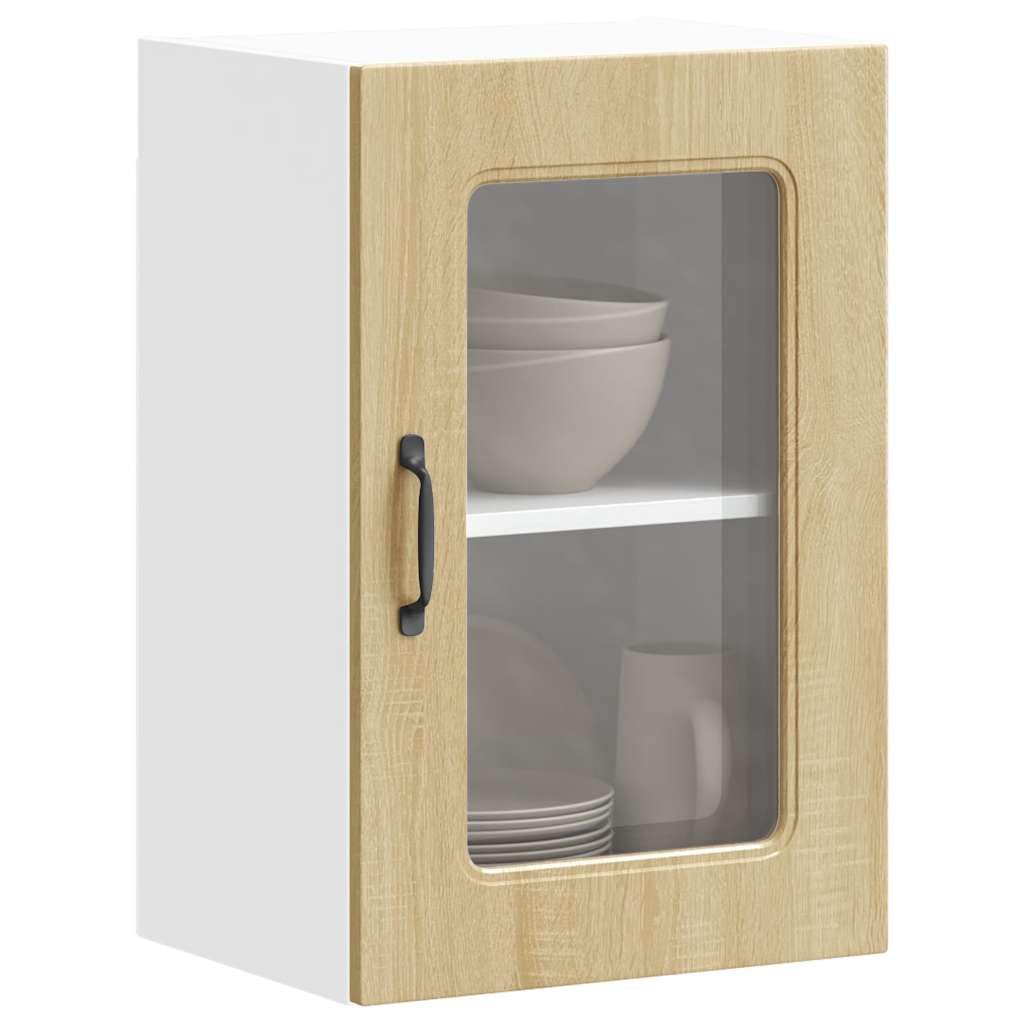 Tomostar Meuble Haut de Cuisine, Armoire Suspendue Cuisine Armoire Murale et Porte en Verre Kalmar chêne Sonoma 40 x 31 x 60 cm