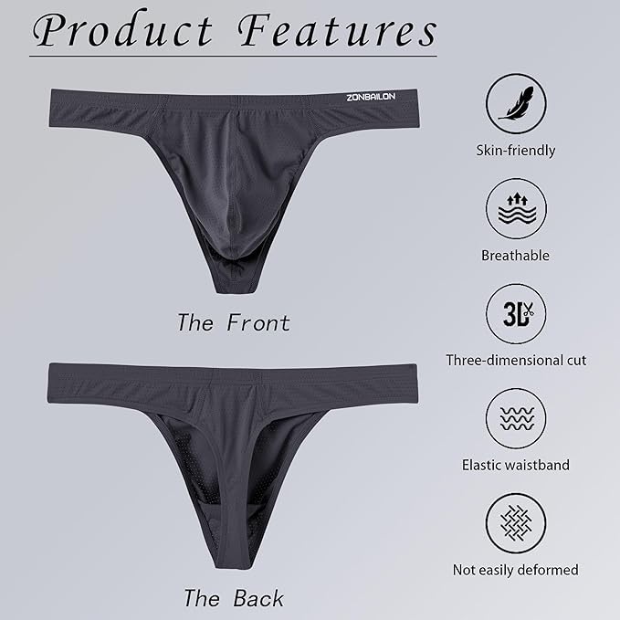 Mens Bulge Pouch Thongs Underwear Sexy Low Rise Striped T-Back Breathable Stretch G Strings2