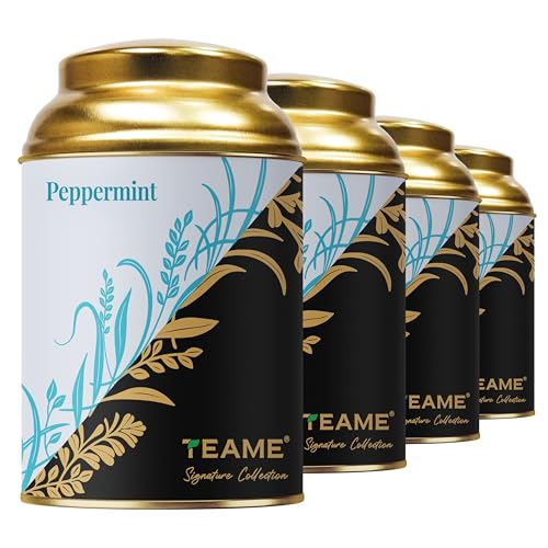 Image of TE-A-ME Peppermint Herbal Tea Tin 50 grams (Pack of 4) | Dried Peppermint Leaves | Caffeine Free