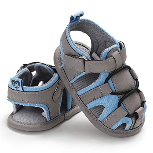Infant Baby Boys Girls Summer Beach Breathable AthleticSports Anti-Slip Sandals Soft Sole Newborn First Walker Crib Shoes(A-Greyblue) S3