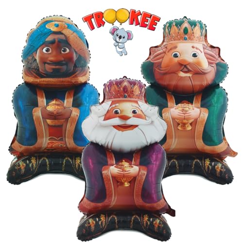 Trookee - Decoracion Navidad - Globos Reyes Magos Metalizados De 110 Cm - Pack 3 Globos: Melchor, Gaspar Y Baltasar - Adornos Navidad - Globos De Poliamida Navideños - Christmas Gifts Trookee - Decoracion Navidad - Globos Reyes Magos Metalizados De 110 Cm - Pack 3 Globos: Melchor, Gaspar Y Baltasar - Adornos Navidad - Globos De Poliamida Navideños - Christmas Gifts
