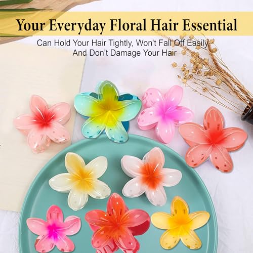Image of GLUN Flower Pettles Hair Claw Clutcher, Beautiful Multicolour Pack of 6 Big Size Clutches for Thick & Thin Hair, Strong Hold Nonslip Large Hair Accessories for Women & Girls
