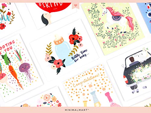 Minimalmart All Occasion Premium Greeting Cards Assortment Box Organizer- 32 Unique Designs Birthday, Thank You, Get Well Soon, Congratulations, Wedding, Anniversary, And Friendship Bulk- Gold Stamped #TOP6