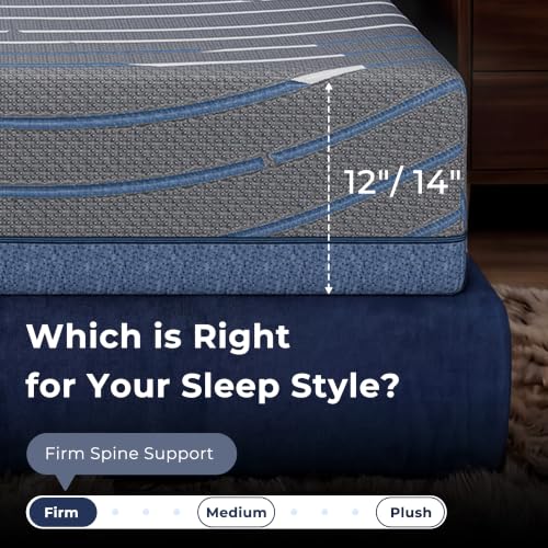 Image of Twin XL Mattress 12 Inch Cooling Copper Gel Memory Foam Mattress | Removeable Fiberglass Free Cover, Back Pain Relief, Firm Support, Cool Night Sleep Motion Isolation, CertiPUR-US Certified