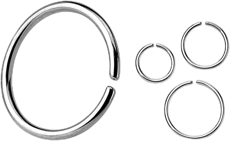 (2 Pieces 20g Fake Nose Hoop Ring Annealed Bendable 316L Surgical Steel (8mm Diameter)