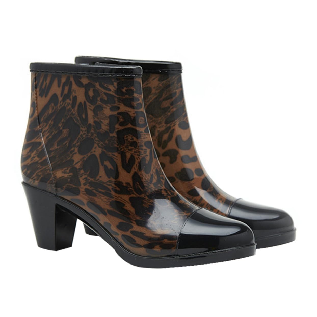 Botas de Lluvia para Mujer de Tacón Alto Cortas Pvc