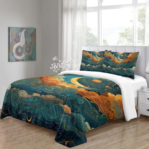 Parure de couette 3D lune en microfibre premium pour lit Super King
