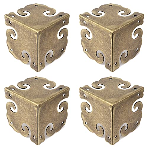 Crapyt Brass Furniture Corner Protector Cover 4 PCS (Side Length:36mm/1.41