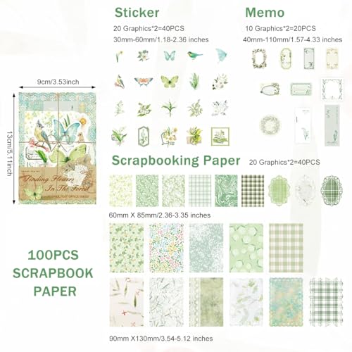 Image of HASTHIP Vintage Aesthetic Scrapbook Kit - 400pcs Vintage Floral Scrapbook Paper & Junk Journaling Stickers Set Aesthetic Decoration Note Paper Stickers for Bullet Journaling, Retro Crafts, Planner