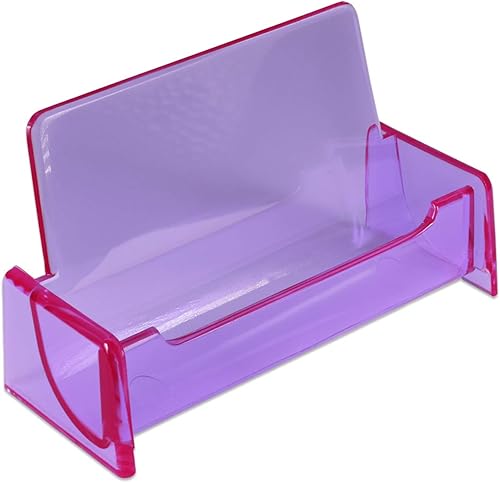 Miniatura 5 de Beauticom® Soporte de plástico transparente para tarjetas de visita para encimera de escritorio (púrpura transparente, 3 piezas)