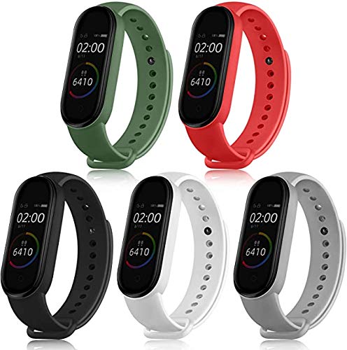 Adlynlife Band Strap Compatible with Mi Band 5 and Mi Band 6 Wristband Soft Silicone Strap (Pack of 5) (Army-Red-Black-White-Grey) (B08TH23597) Amazon Price History, Amazon Price Tracker