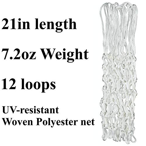 Batdiyow Heavy Duty Basketball Net Replacement All Weather Anti Whip White Color Fits Standard Indoor Or Outdoor 12 Loops Rim #TOP1