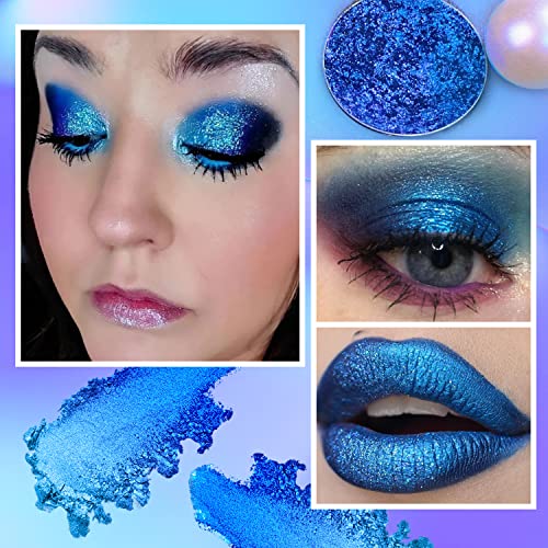 La Catrina De'lanci Blue Eyeshadow, Bright Glitter Sparkle Eye Makeup, Highly Pigmented Shimmer Eyeshadow Palette Single, Holographic Vegan Cruelty Free Talc Free (#6E Blue Enchantress) #TOP2