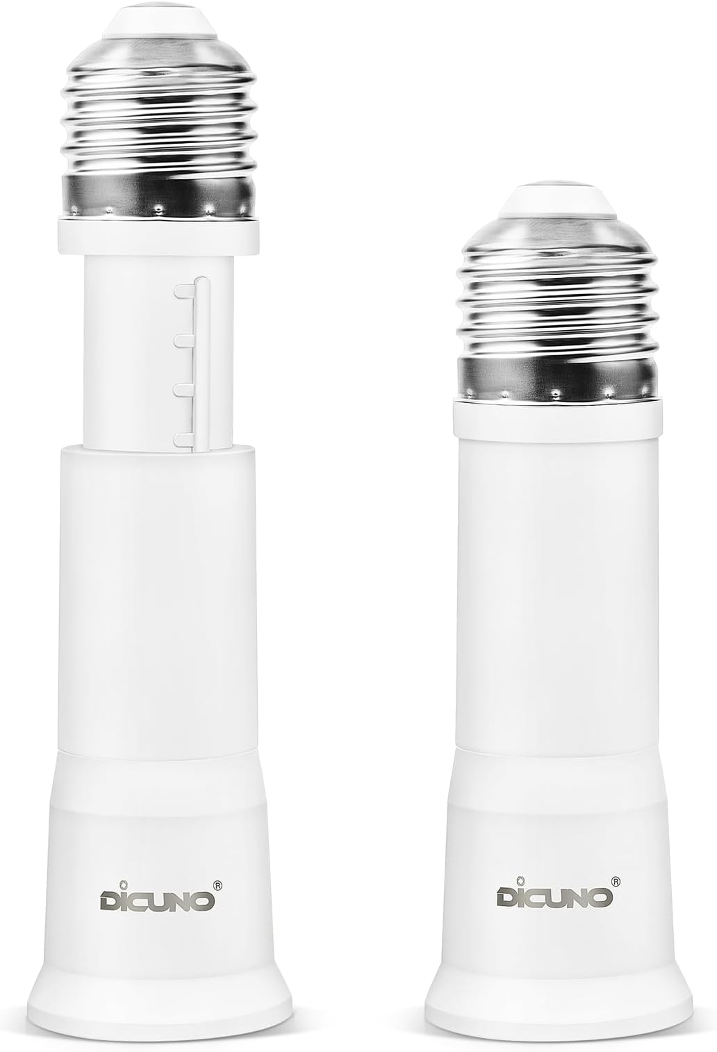 DiCUNO E26 3.15-4.13Inch/8-10.5CM Extension Flexible Socket Extender Adapter, E26 Edison Screw Converter, Light Socket Extender, Lamp Bulb Extension, 2-Pack