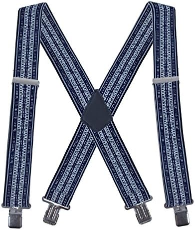 Men Utility Suspenders Adjustable Elastic - Heavy Duty 2 Inches Wide X Shape Strong Clip Casual Suspender