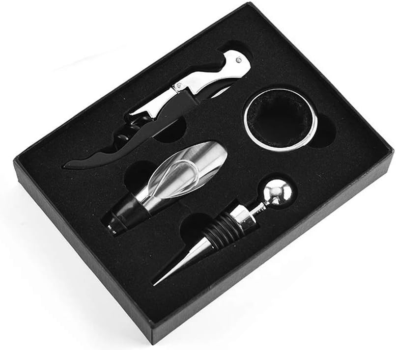 1 Set (4pcs) Wine Bottle Opener with Gift Box Stainless Steel Wine Corks Screw Cap Opener Kitchen Bar Accessories Tool
