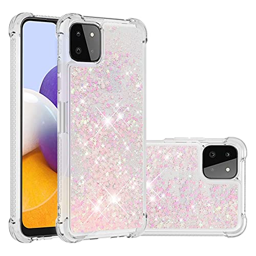Transparent Liquid Case für Galaxy A22 5G Silver, Gel Silicone Phone Case Glitter Floating Liquid Cover Ultra Slim Bumper Case Sparkly Back Case Resistant Hard Compatible with Samsung Galaxy A22 5G