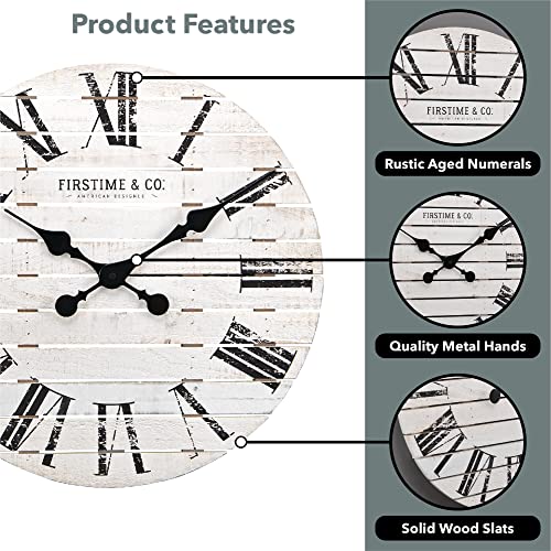 Firstime & Co.® Shiplap Farmhouse Wall Clock, American Crafted, White, 18 X 2 X 18, #TOP6