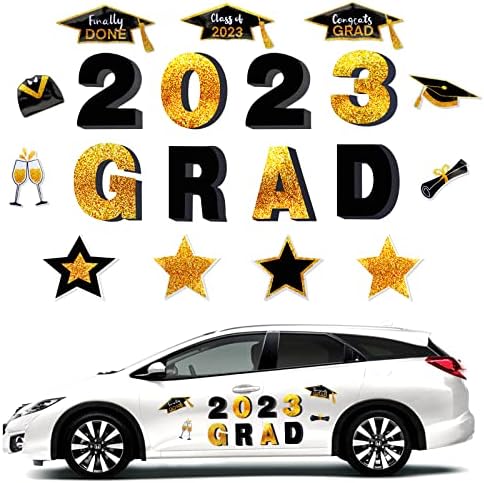 19 Pieces Class of 2023 Stickers Graduation Car Magnets Set Graduation Car Decorations Waterproof Stickers for Door Car Decorations