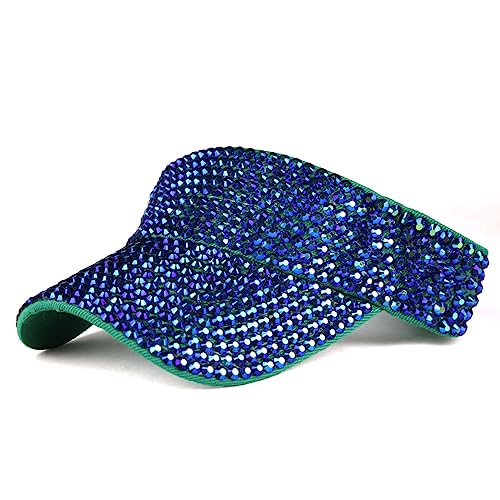 Image of Gudessly Shiny Rhinestones Sport Sun Visor Adjustable Summer Cap Visor Caps for Women Men