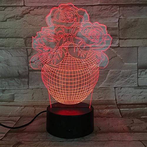 Preisvergleich Produktbild 3D Nachtlicht Vase, Kinderspielzeug Folien Schlafzimmer Dekorationen Tischdekoration Geburtstagsgeschenk Optisches Licht Weihnachtsgeschenk.