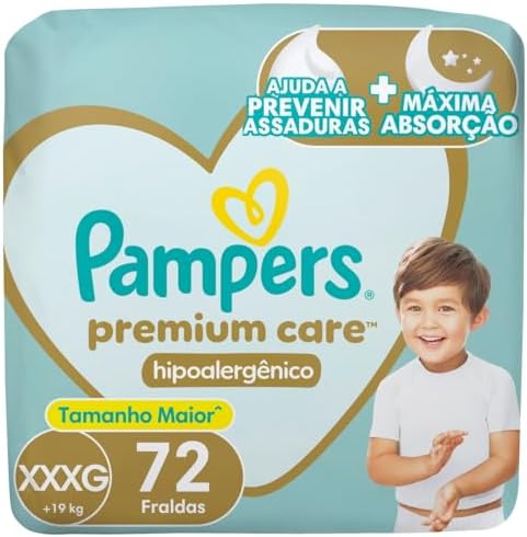 Fralda Descartável Pampers Premium Care Tamanho XXXG 72 Unidades