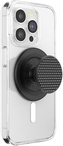 Vista 63 de PopGrip de PopSockets: Agarre y soporte para teléfono, plegable, parte superior intercambiable, blanco sobre negro