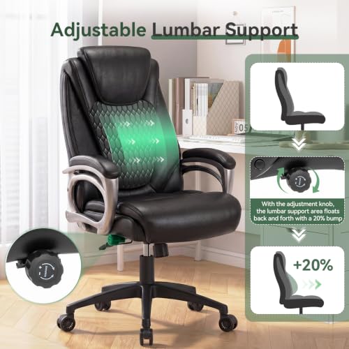 Image of Vogue Big and Tall Office Chair 500lbs Ergonomic PU Leather Lumbar Support