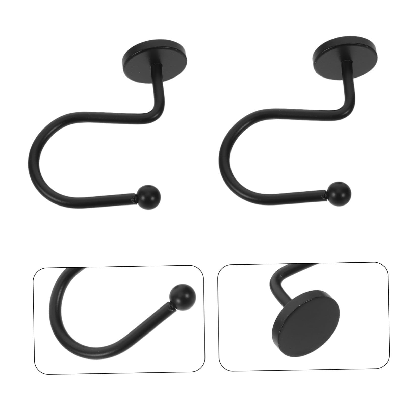 NUOBESTY Lot de 24 Crochets de Rideau de Noirs en Métal Massif Accessoires Décoratifs Résistants à L'Humidité pour Tringle Anneaux Rustiques pour Salle de Bain et Rideaux Légers