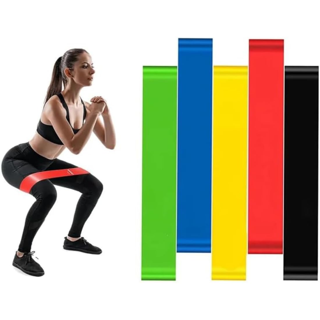 Kit 5 Faixas Elásticas Exercício Band Mini Bands para Alongamento, Pilates, Yoga,