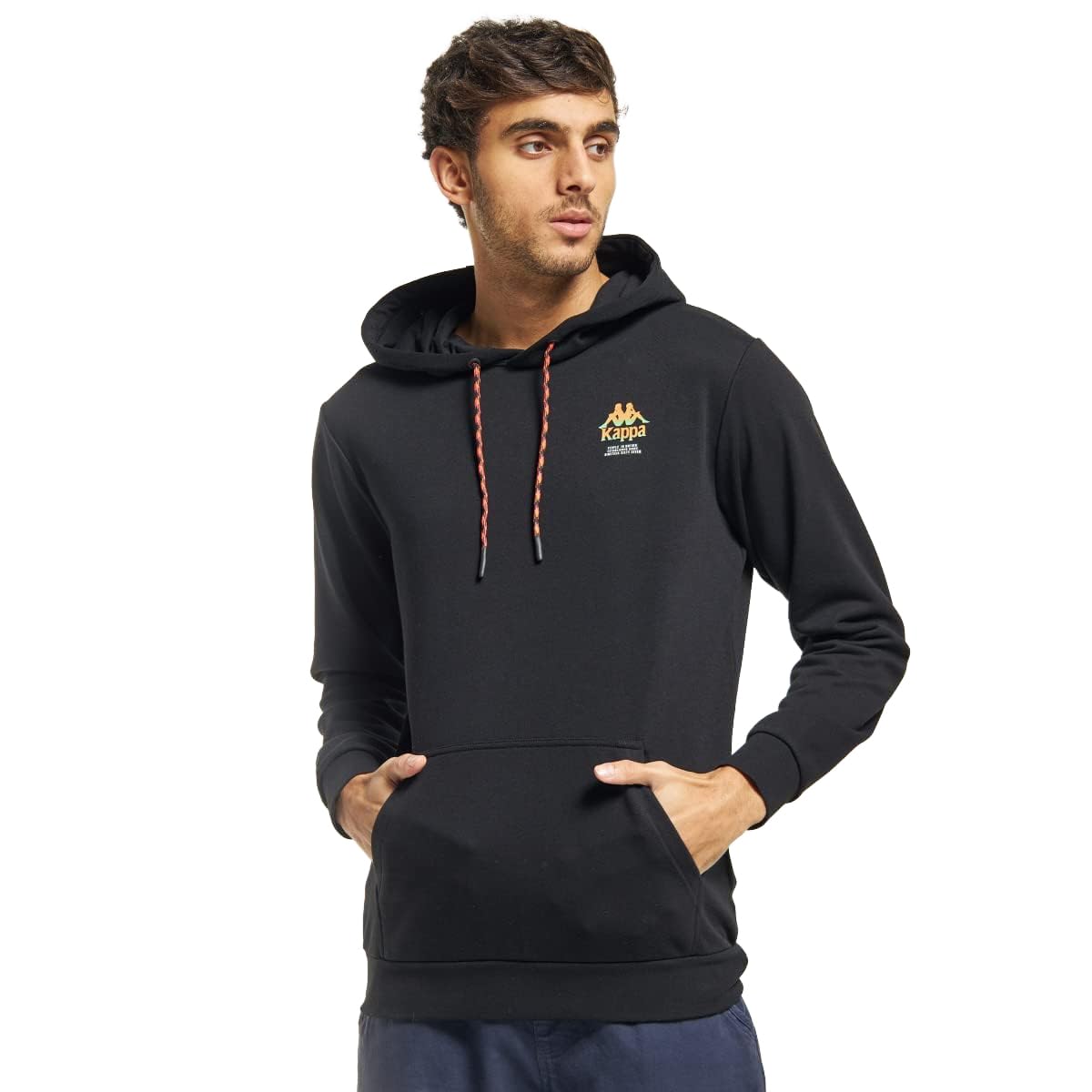 KappaMen Logo Print Hooded Sweatshirt with Kangaroo Pocket and Long Sleeves
